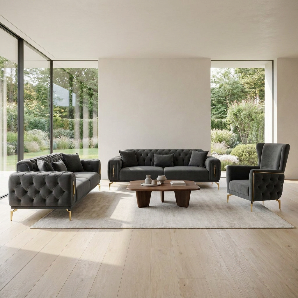 Aspendos Dark Gray Baby Face 20 11 Set Sofa Sofa Armchair