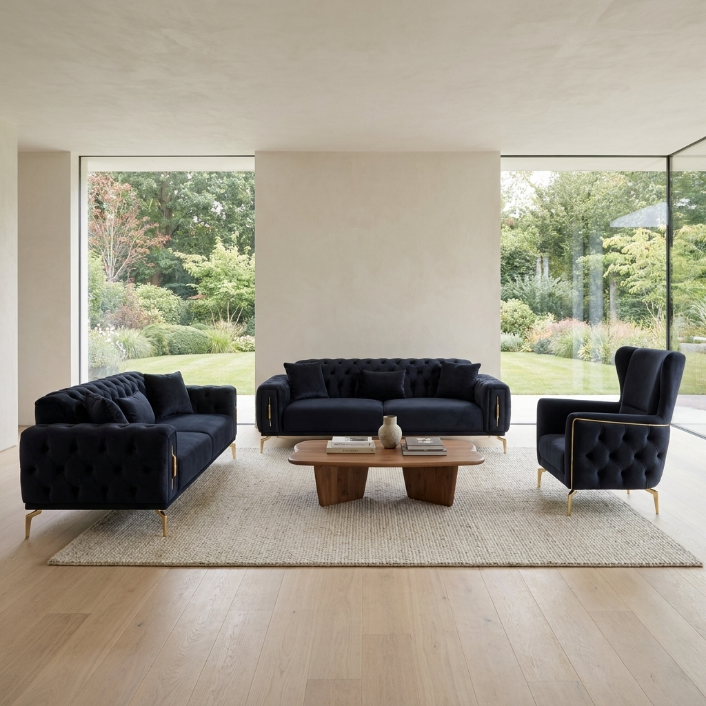 Aspendos Navy Blue Baby Face 22 11 Set Sofa Sofa Armchair