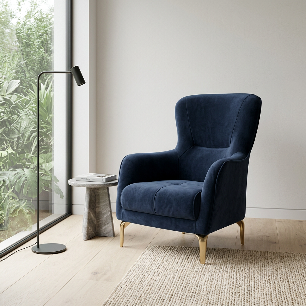 Gloria Navy Blue 05 Armchair Room1