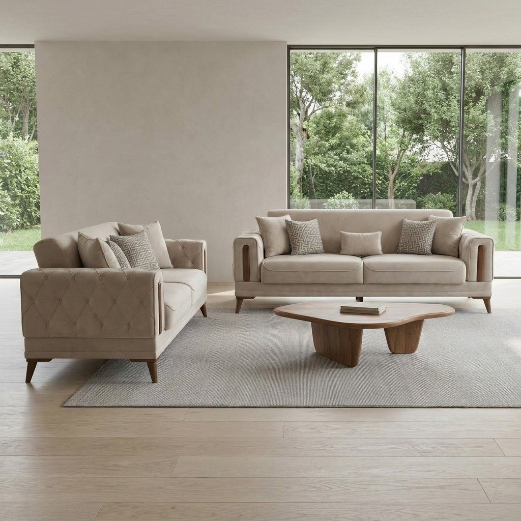 Katre Beige KYS BF 02 08 Set Sofa Loveseat