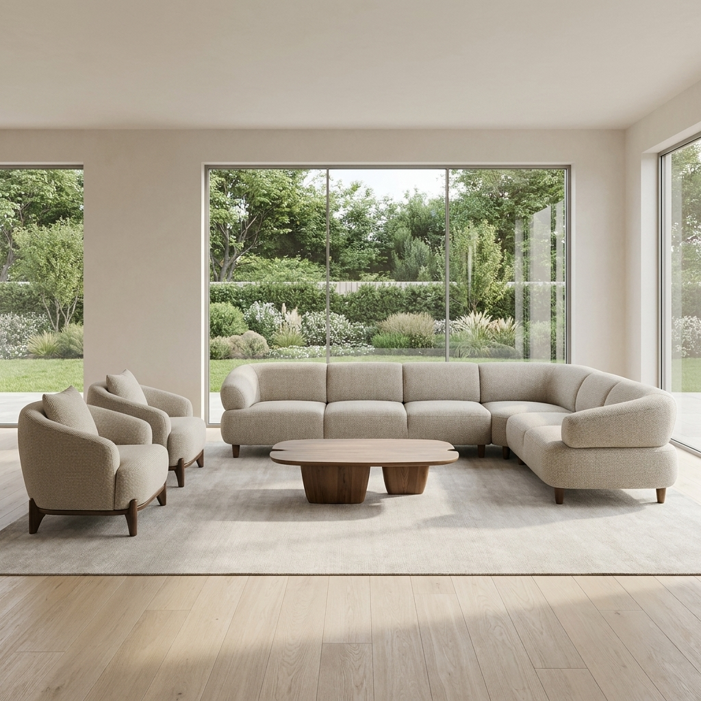 Liva Sectional Oatmeal 05 Set Sectional 2Armchairs