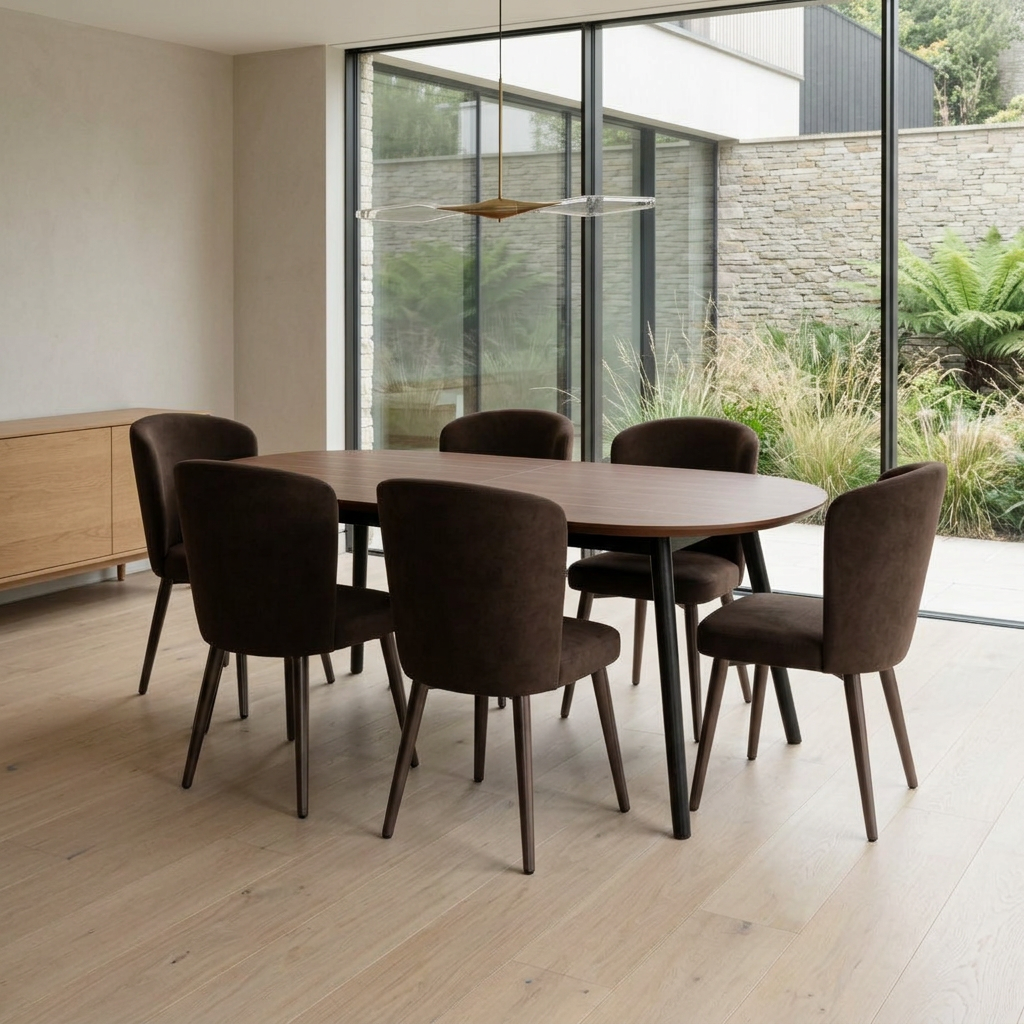 Masa 1 Dining Set Walnut Brown 05 ThreeQuarter 30deg