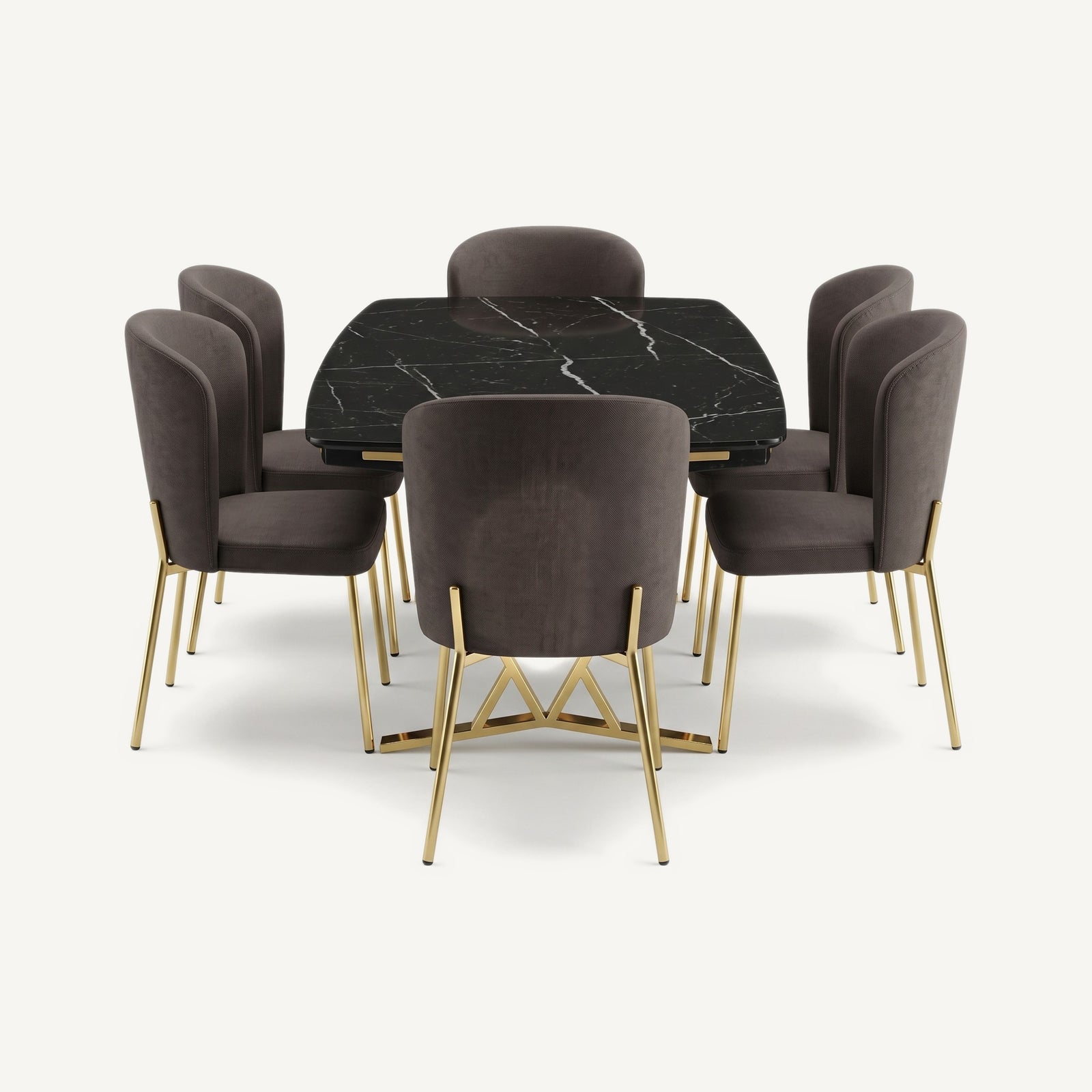 Masa 2 Dining Set Black Marble Gold