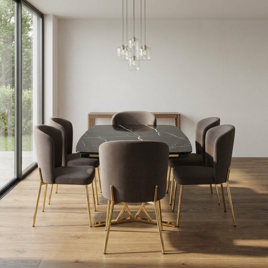 Masa 2 Dining Set Black Marble Gold 03 Room3 Straight