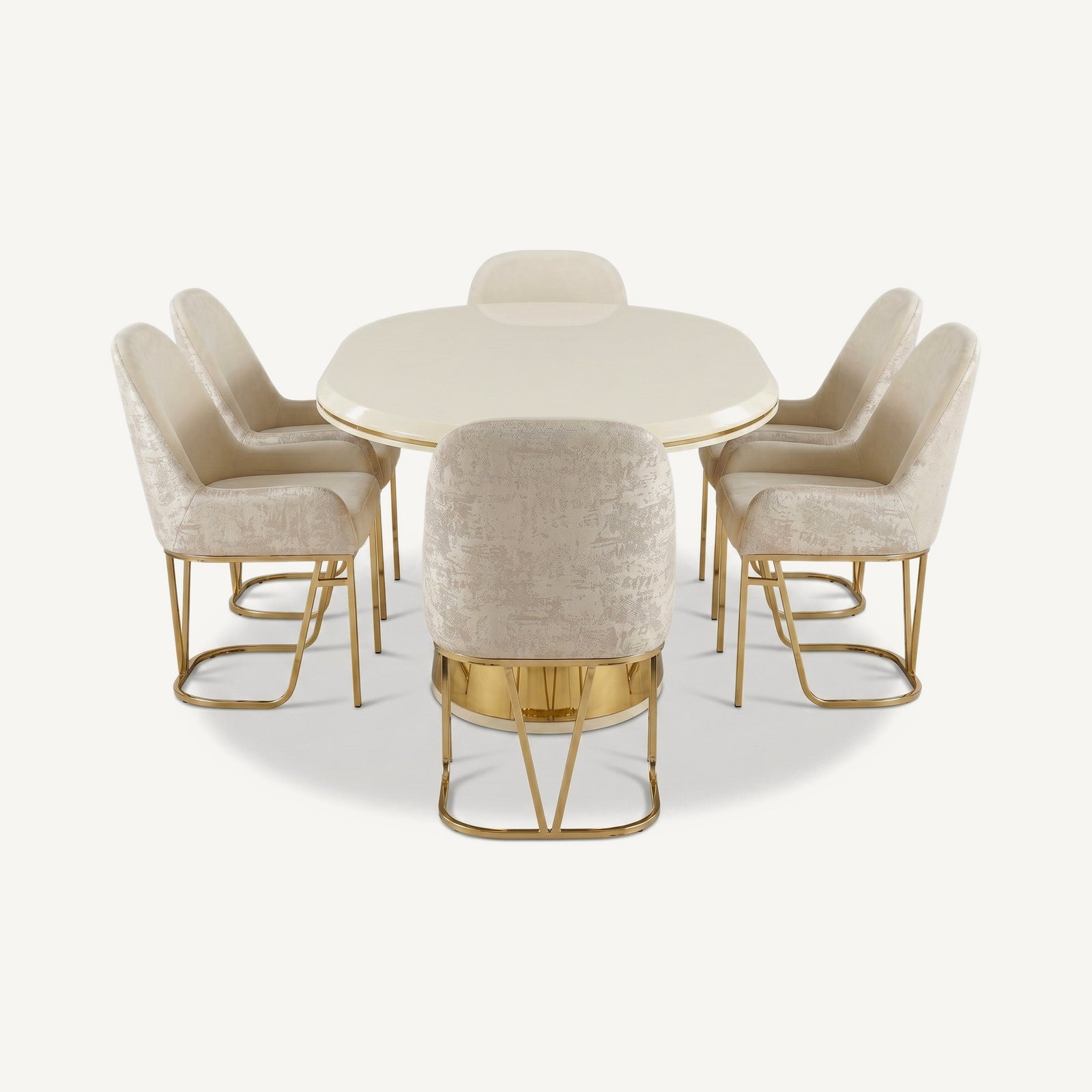 Masa 5 Dining Set Cream Gold