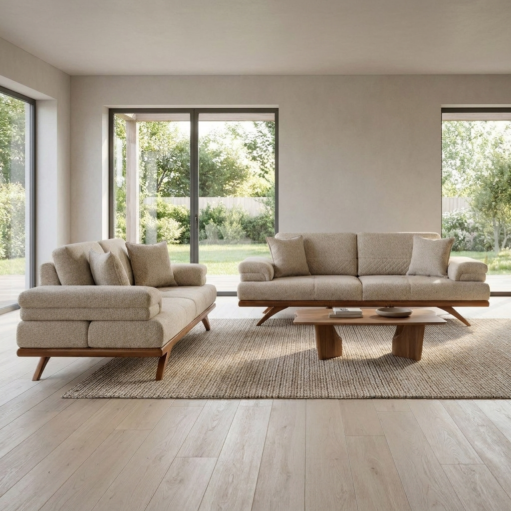 Visto Beige Nova 792 08 Set Sofa Loveseat
