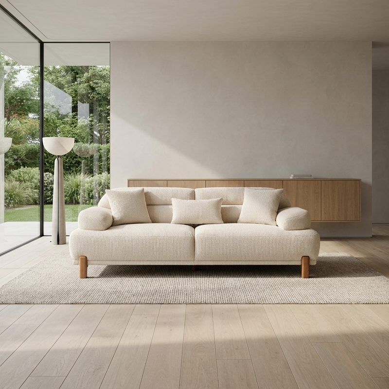 A Mona sofa in a living room, showing the clean lines of contemporary Turkish design