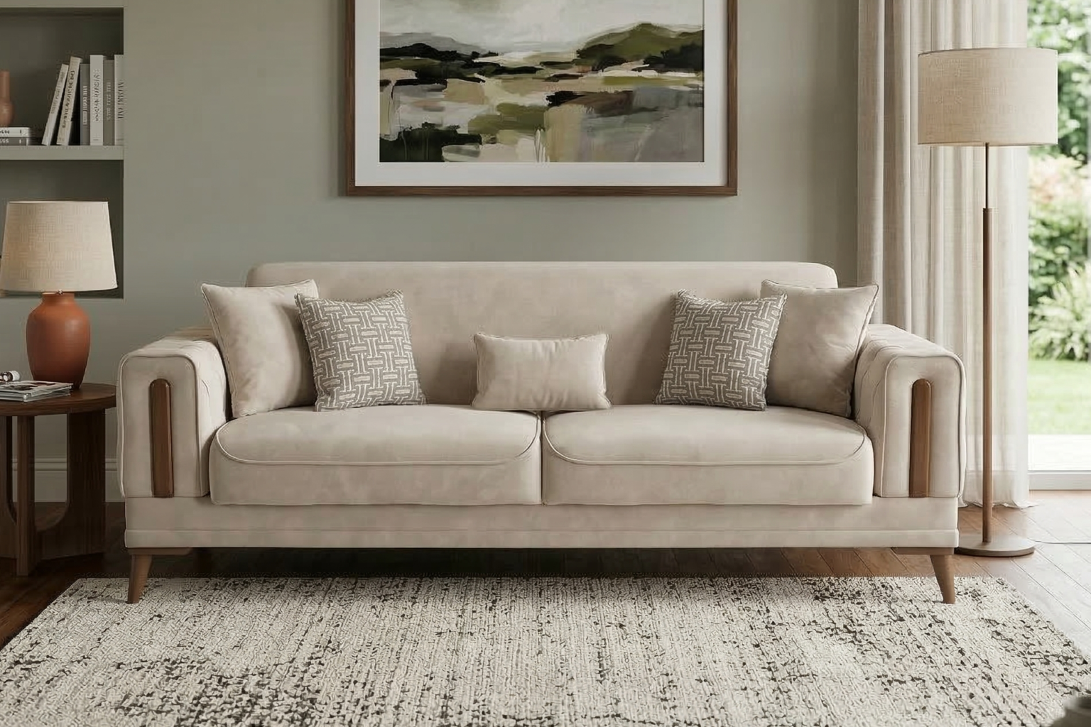 The Katre sofa, showing frame lines and cushion construction