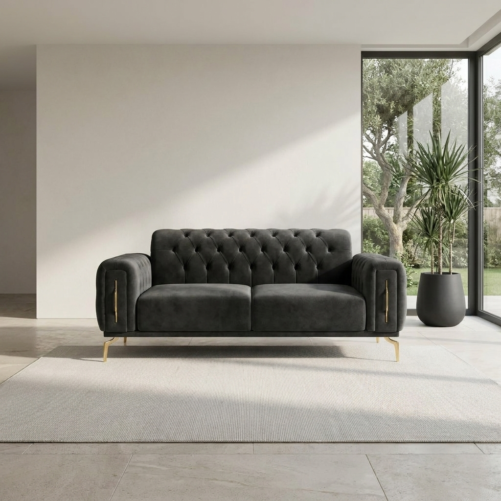 Aspendos Dark Gray Baby Face 20 04 Loveseat Room2