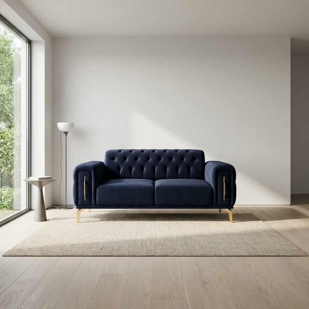 Aspendos Navy Blue Baby Face 22 03 Loveseat Room1