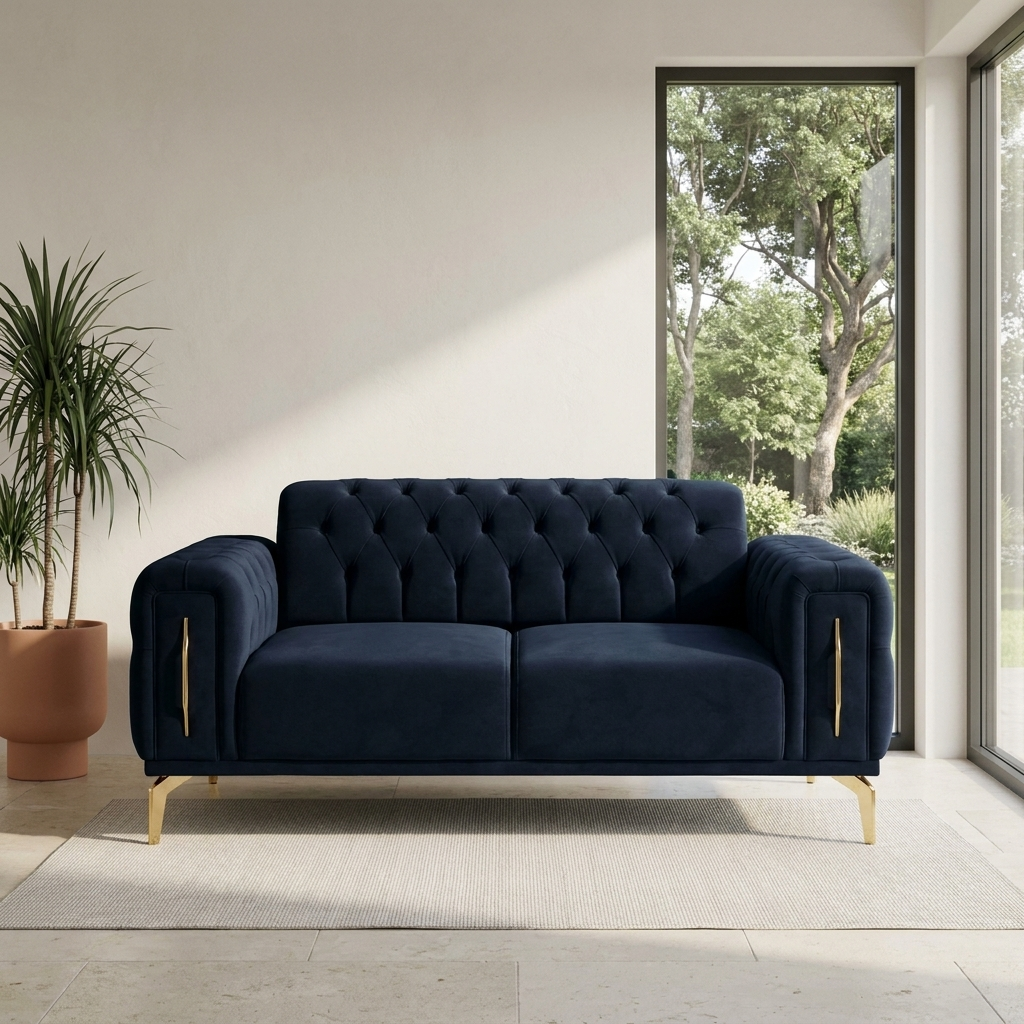 Aspendos Navy Blue Baby Face 22 04 Loveseat Room2