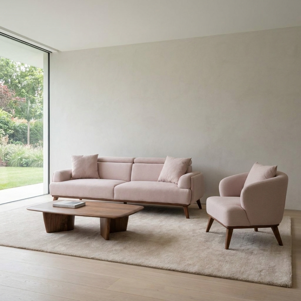 Bella Blush Pink 05 Set Sofa Armchair