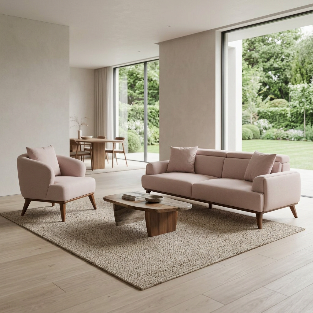 Bella Blush Pink 10 Set Sofa Armchair Angle