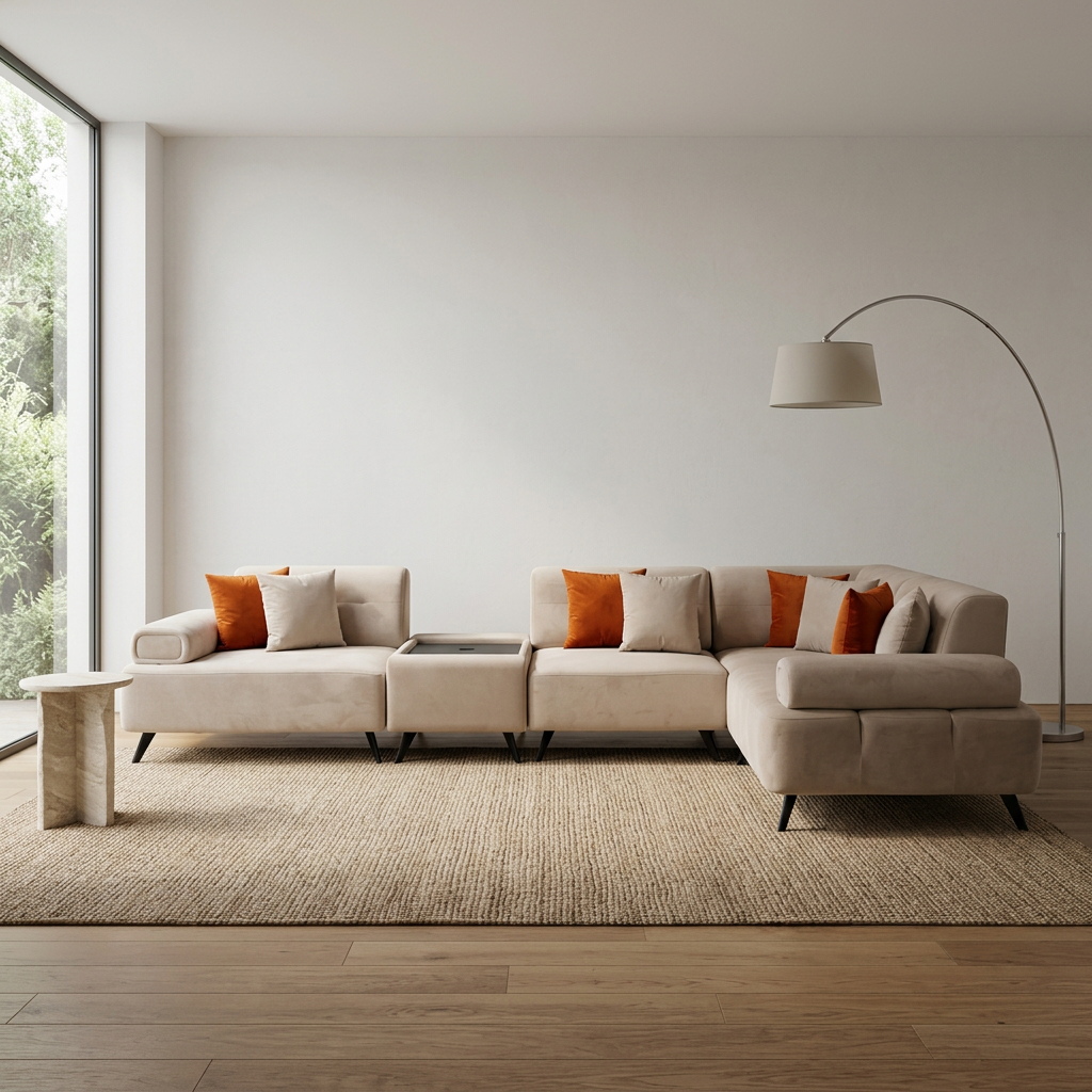 Buca Sectional Beige KYS BF 02 03 Room3 Straight