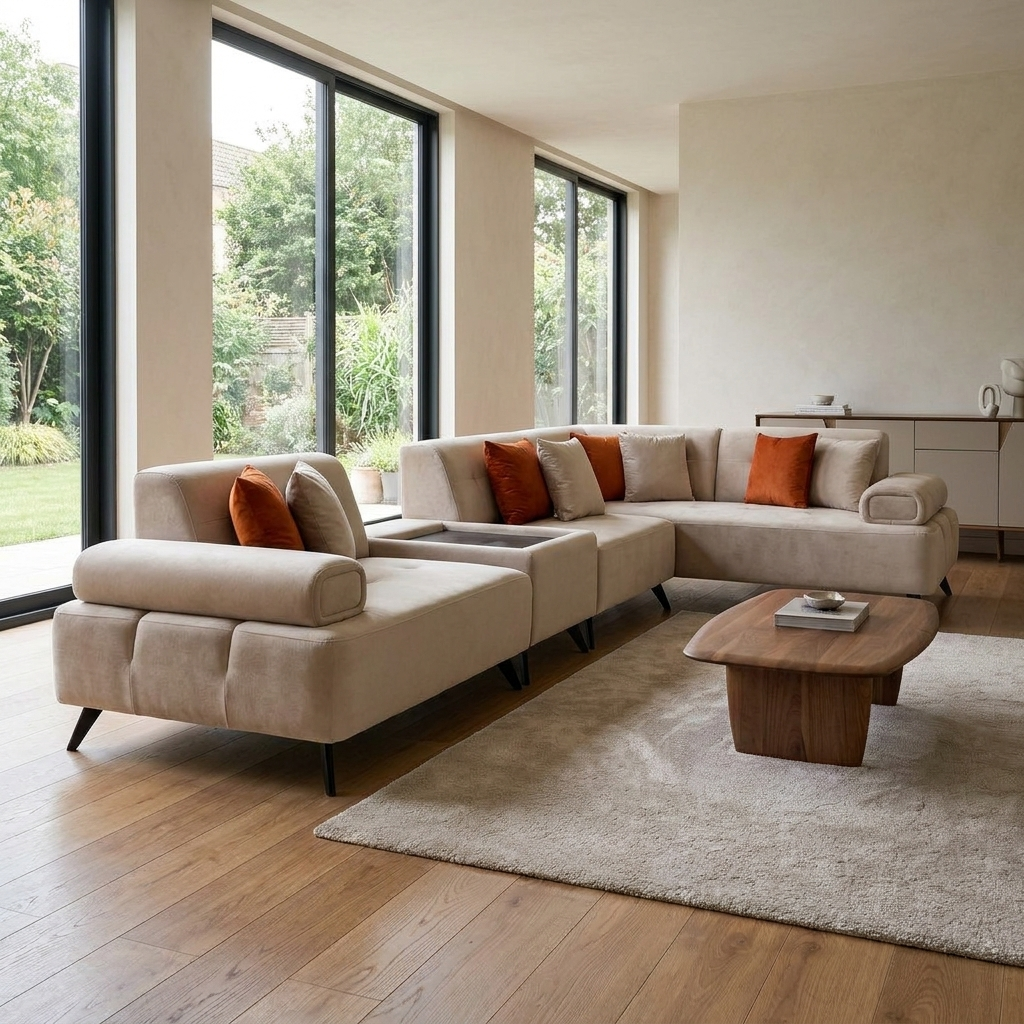 Buca Sectional Beige KYS BF 02 06 ThreeQuarter Left