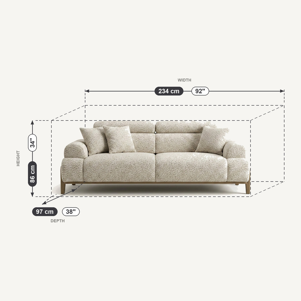 Diana Dimensions 3 Seater