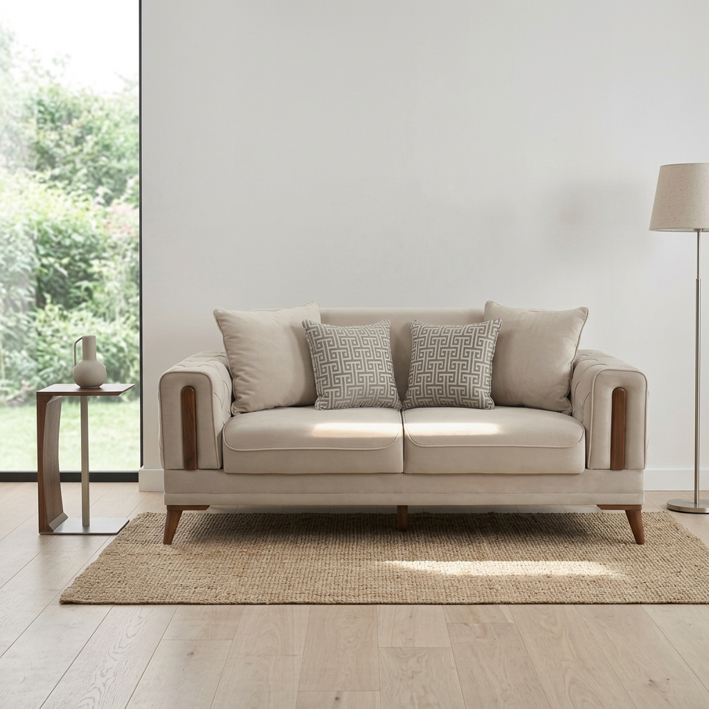 Katre Beige KYS BF 02 03 Loveseat Room1