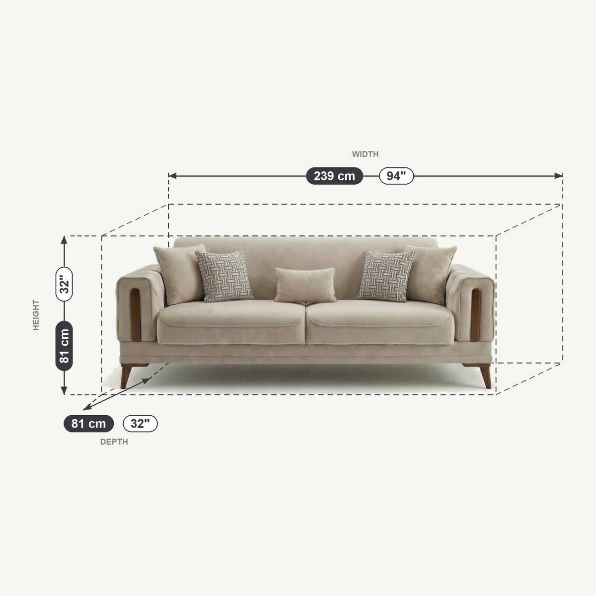 Katre Dimensions 3 Seater