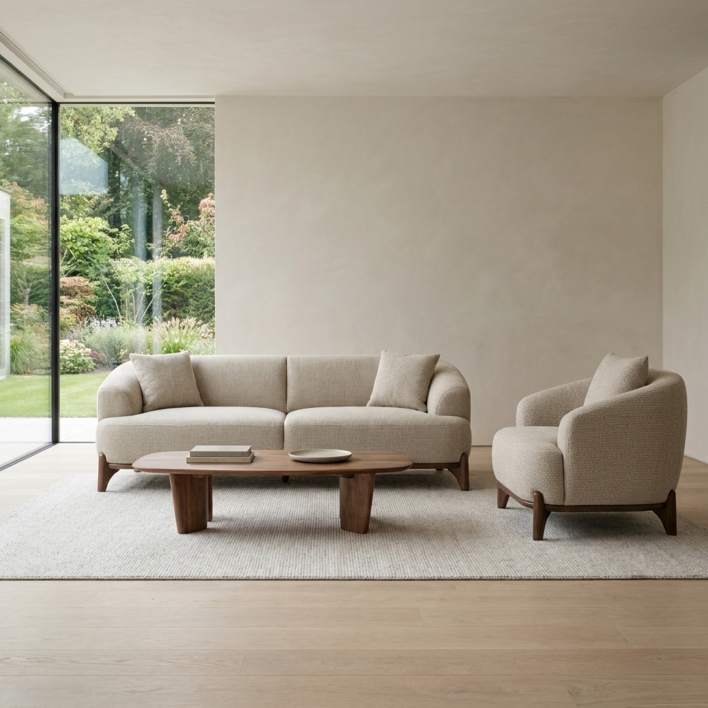 Liva Oatmeal 05 Set Sofa Armchair