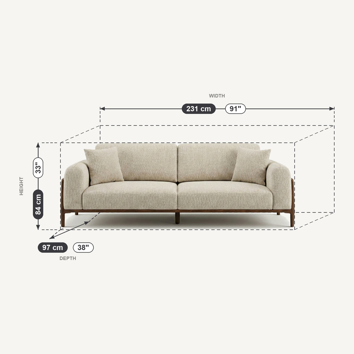 Loft Dimensions 3 Seater