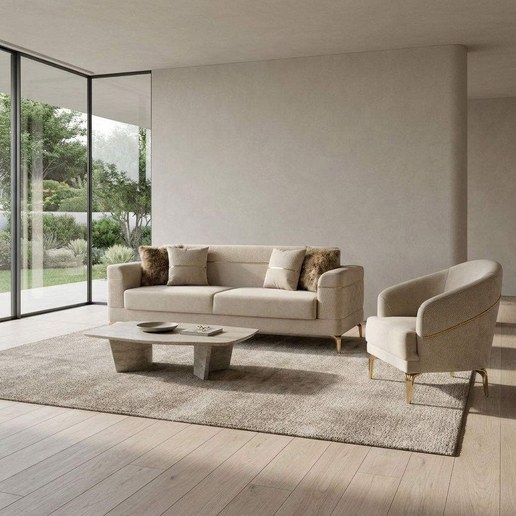Lumina Beige Grance 02 07 Set Sofa Armchair