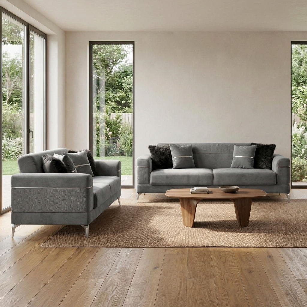 Lumina Gray Grance 17 08 Set Sofa Loveseat