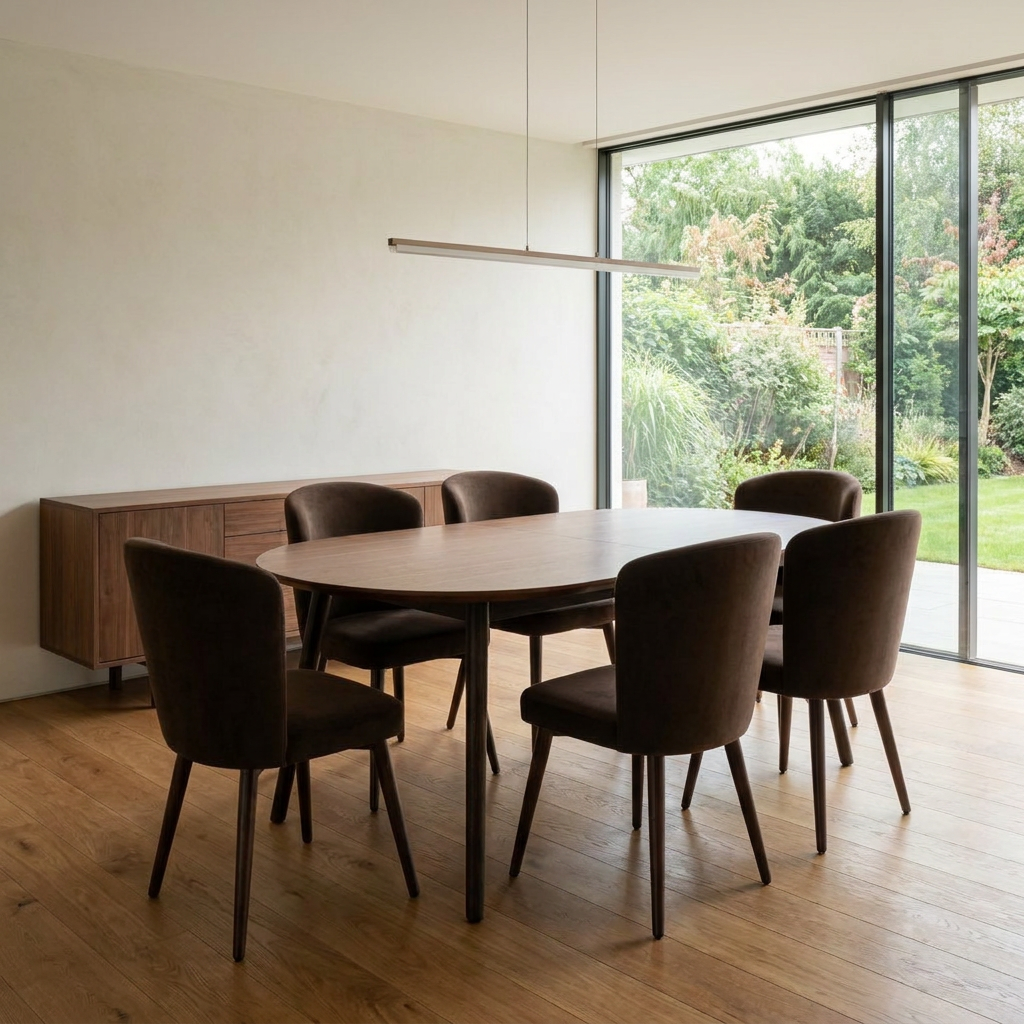 Masa 1 Dining Set Walnut Brown 06 ThreeQuarter Left