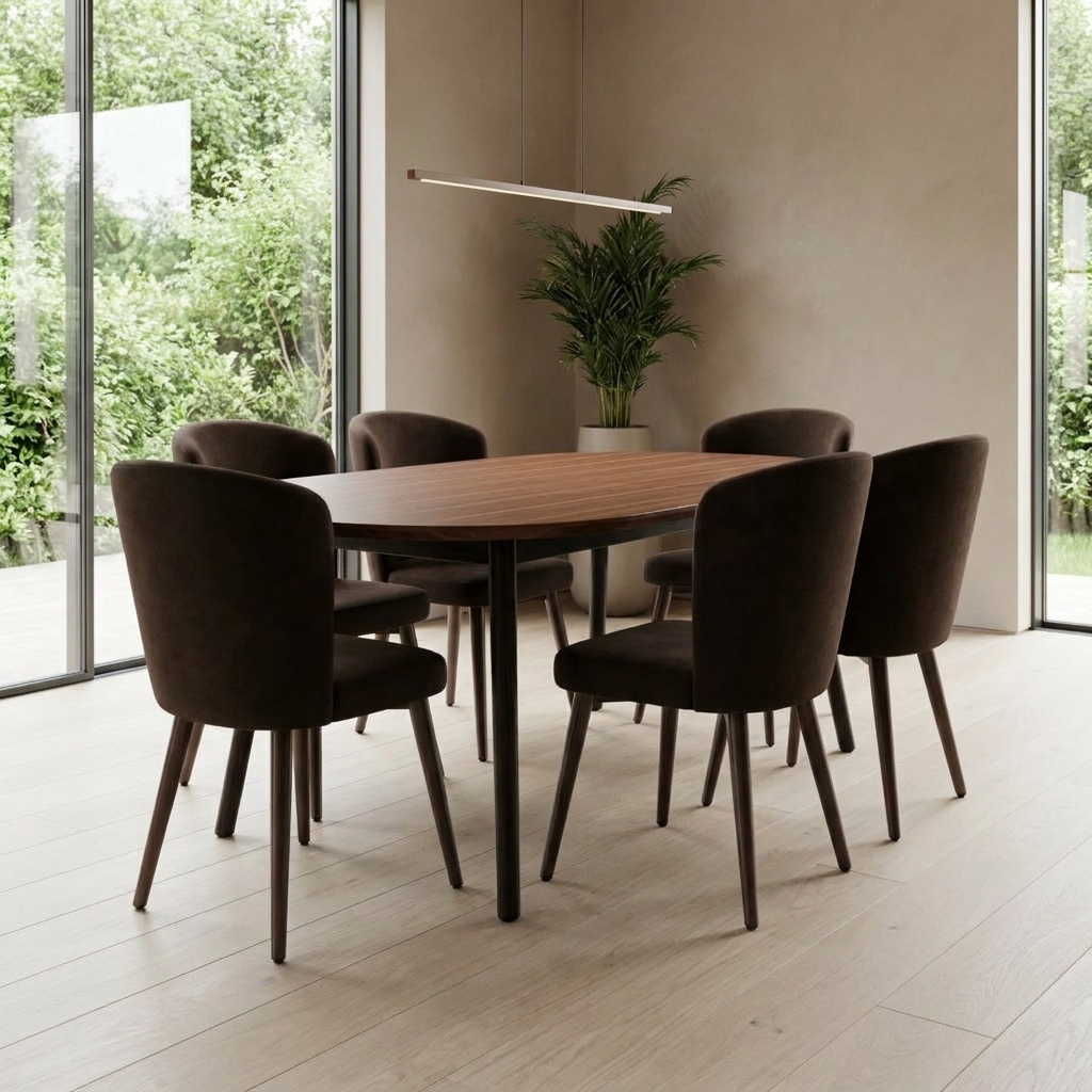 Masa 1 Dining Set Walnut Brown 07 ThreeQuarter Right Detail