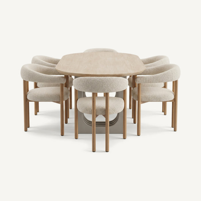Masa 3 Dining Set Cream Oak