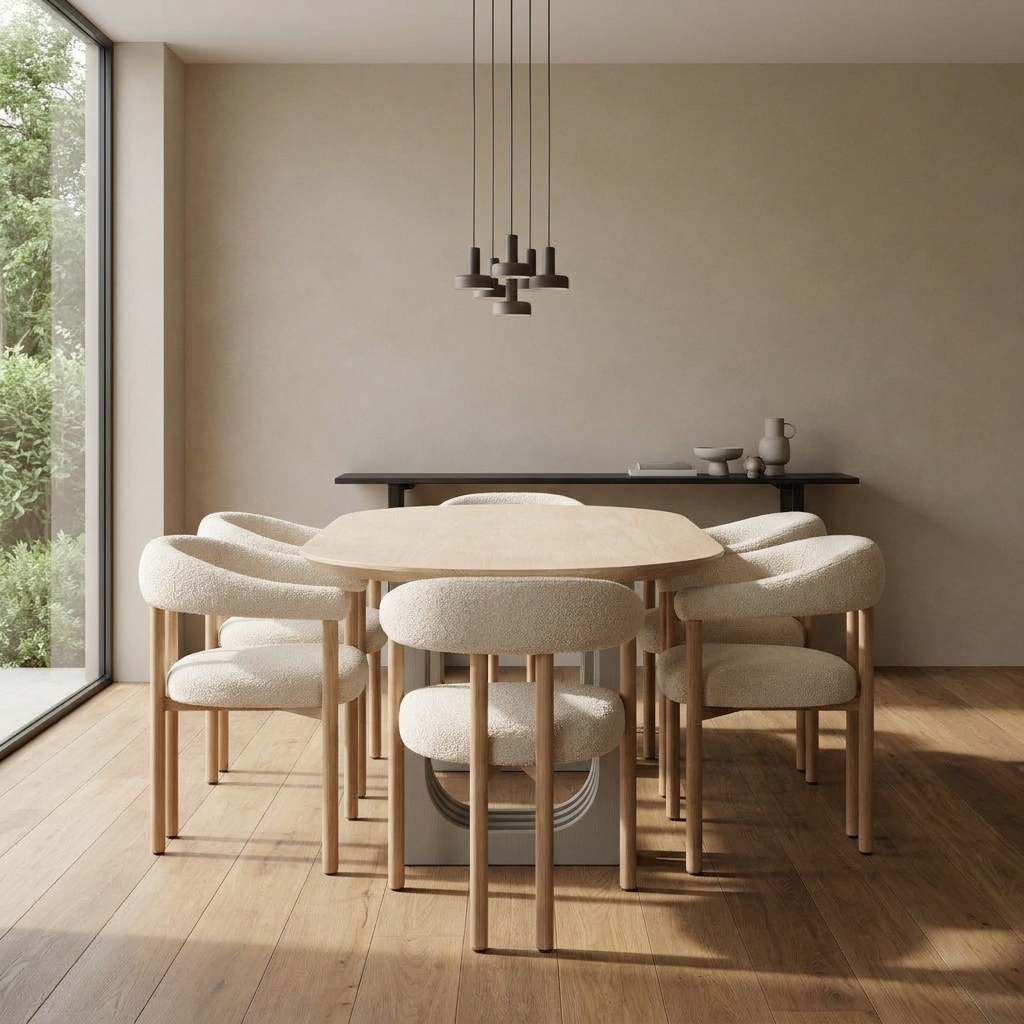 Masa 3 Dining Set Cream Oak 03 Room3 Straight
