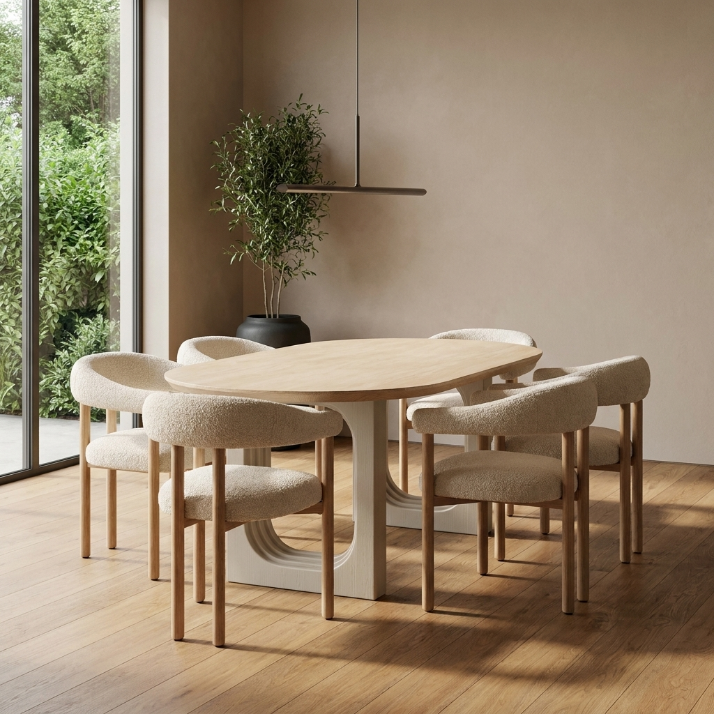 Masa 3 Dining Set Cream Oak 07 ThreeQuarter Right Detail
