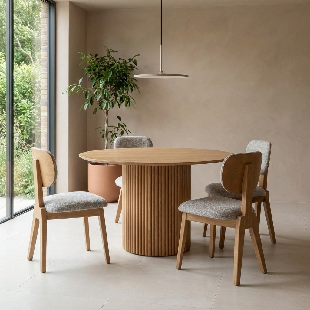 Masa 4 Dining Set Oak Gray 07 ThreeQuarter Right Detail