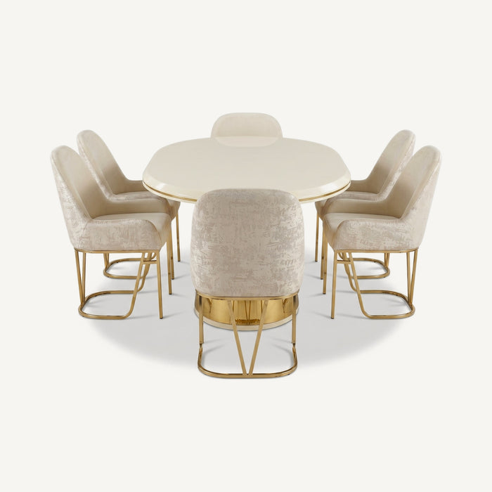 Masa 5 Dining Set Cream Gold