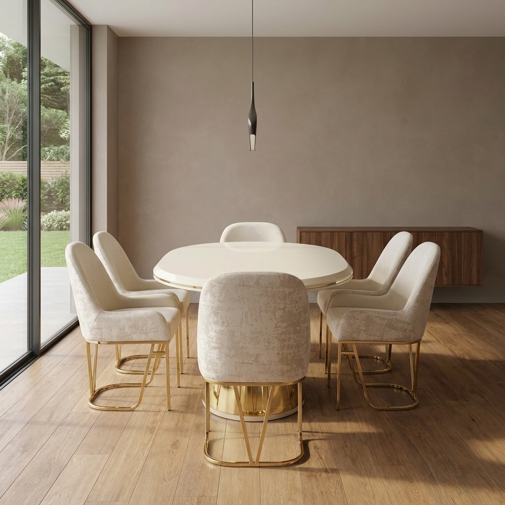 Masa 5 Dining Set Cream Gold 01 Room1 Straight