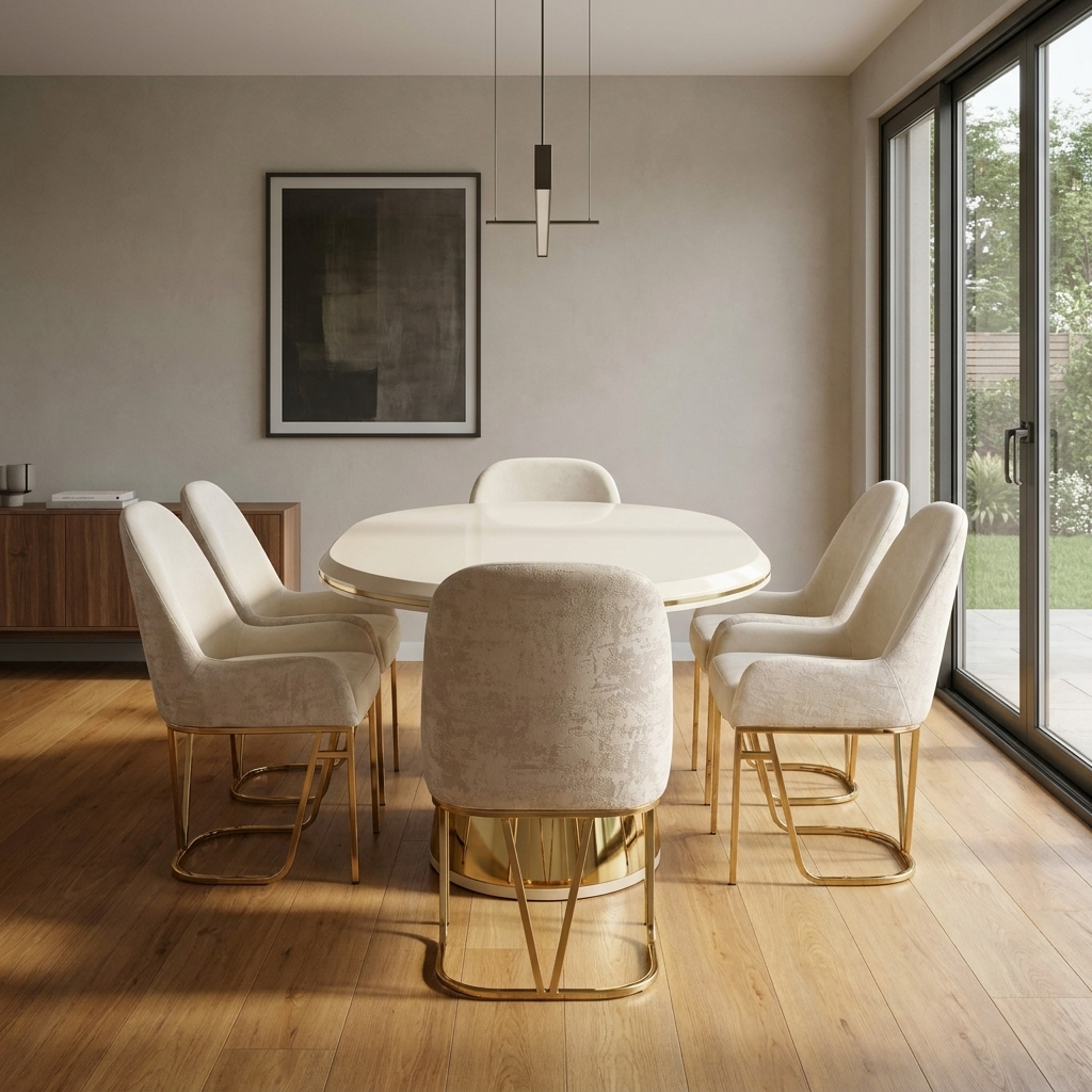 Masa 5 Dining Set Cream Gold 02 Room2 Straight