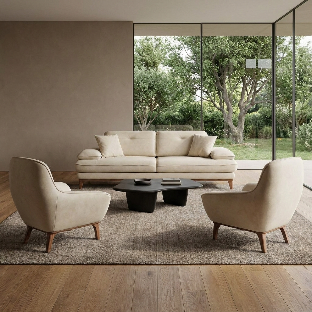 Mastek Cream 06 Set Sofa 2Armchairs