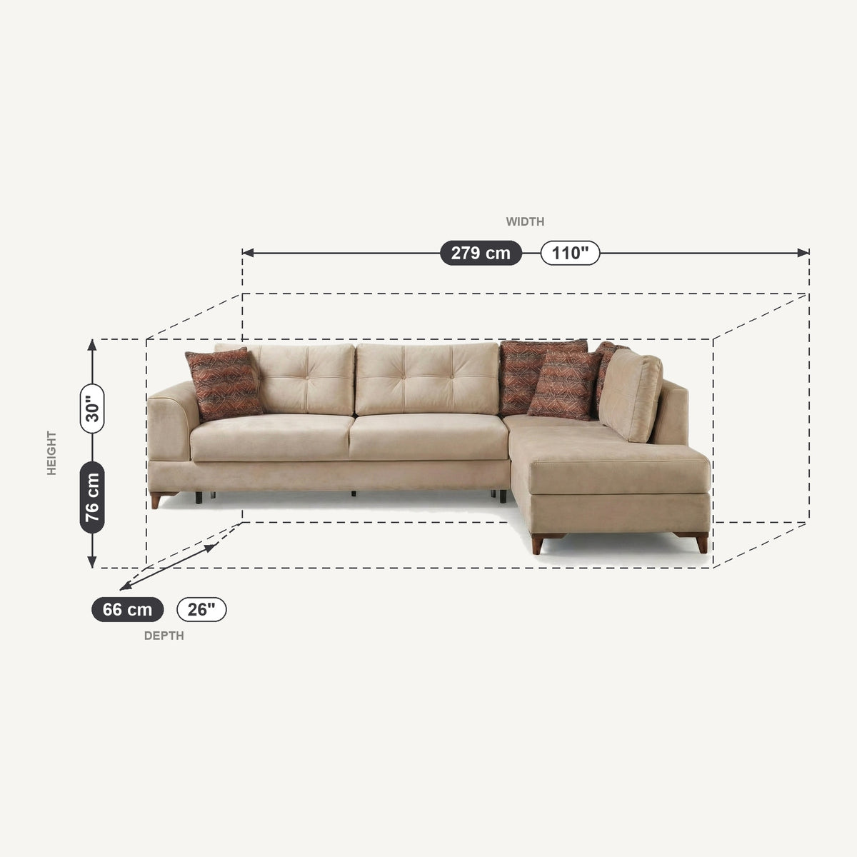 Merve Dimensions Sectional