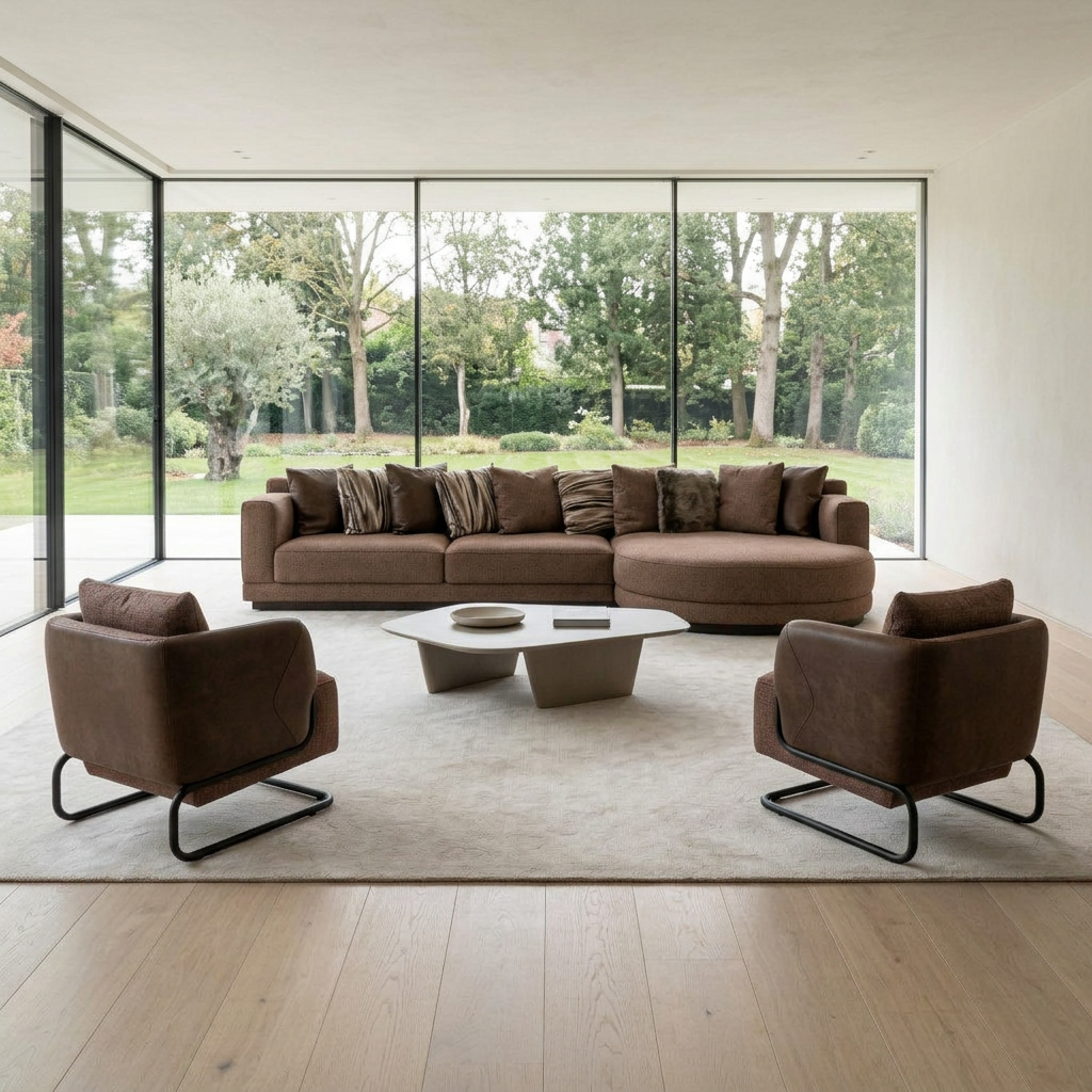 Picasso Brown KRBRW17 08 Set Sectional 2Armchairs