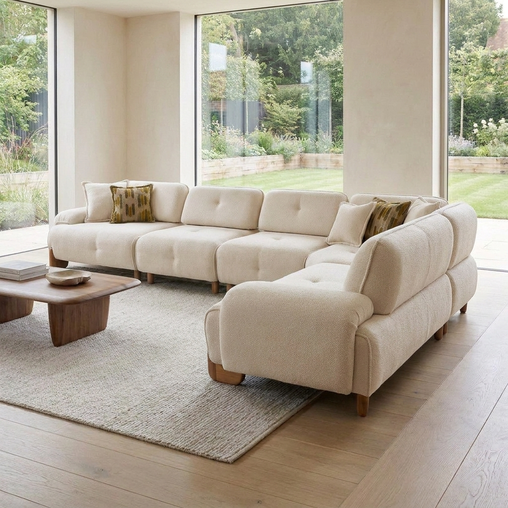 Sedef Cream 03 Sectional ThreeQuarter