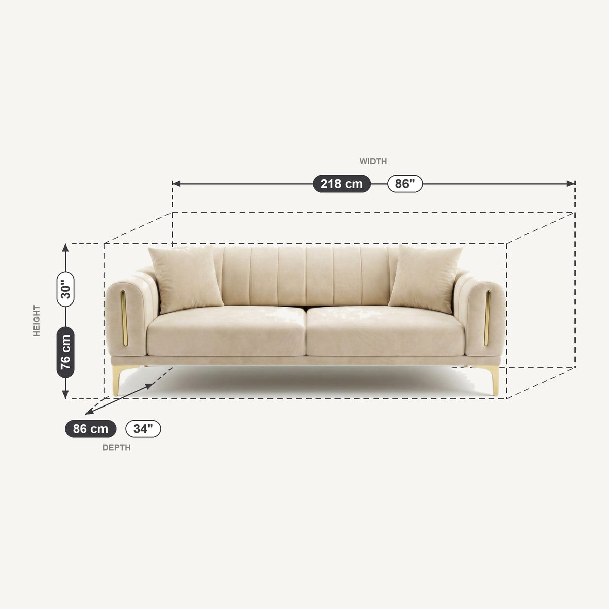 Senna Dimensions 3 Seater
