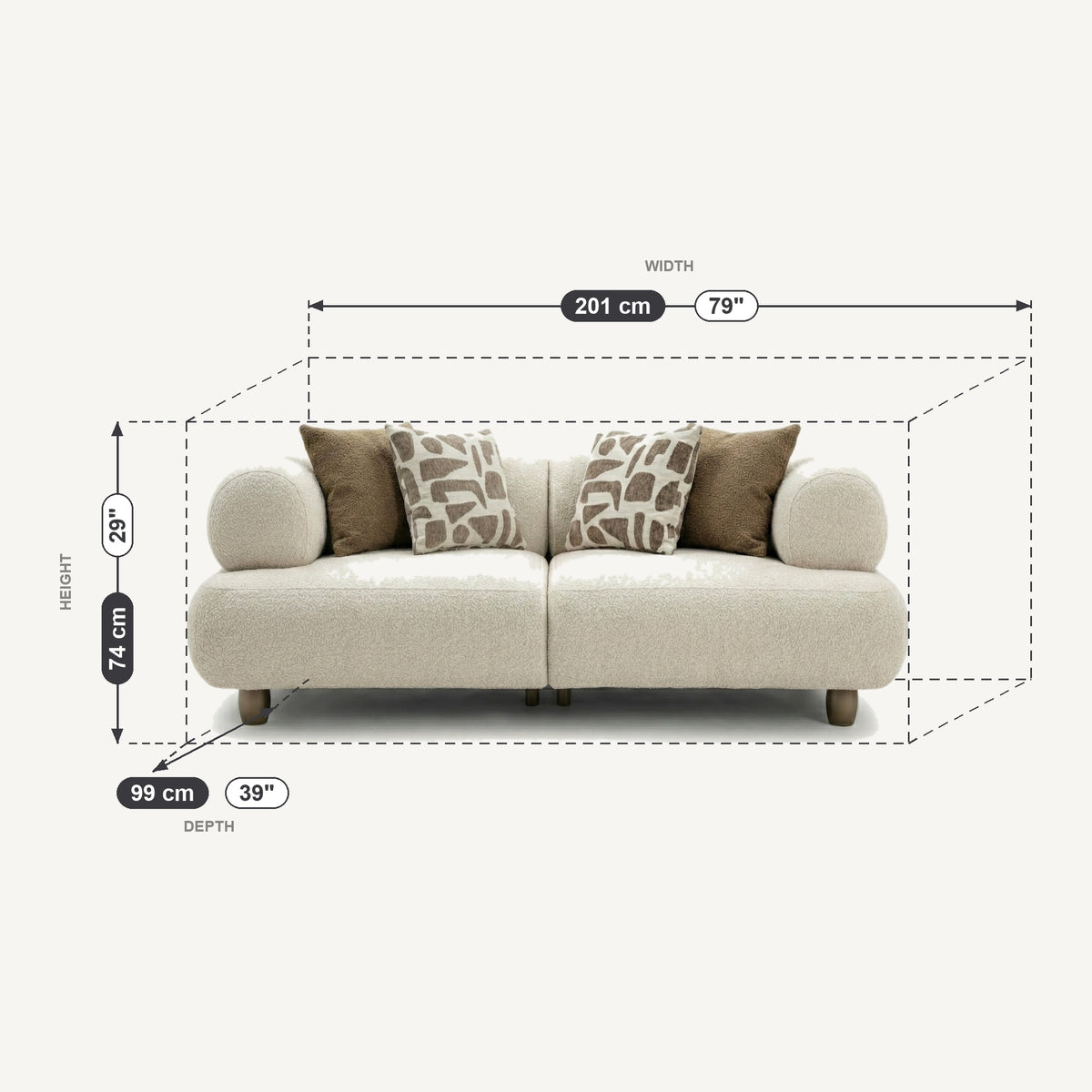 Soho Dimensions 2 Seater