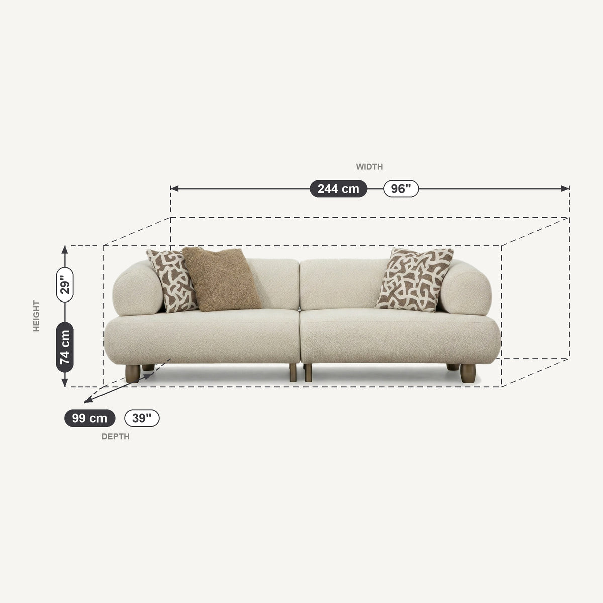 Soho Dimensions 3 Seater