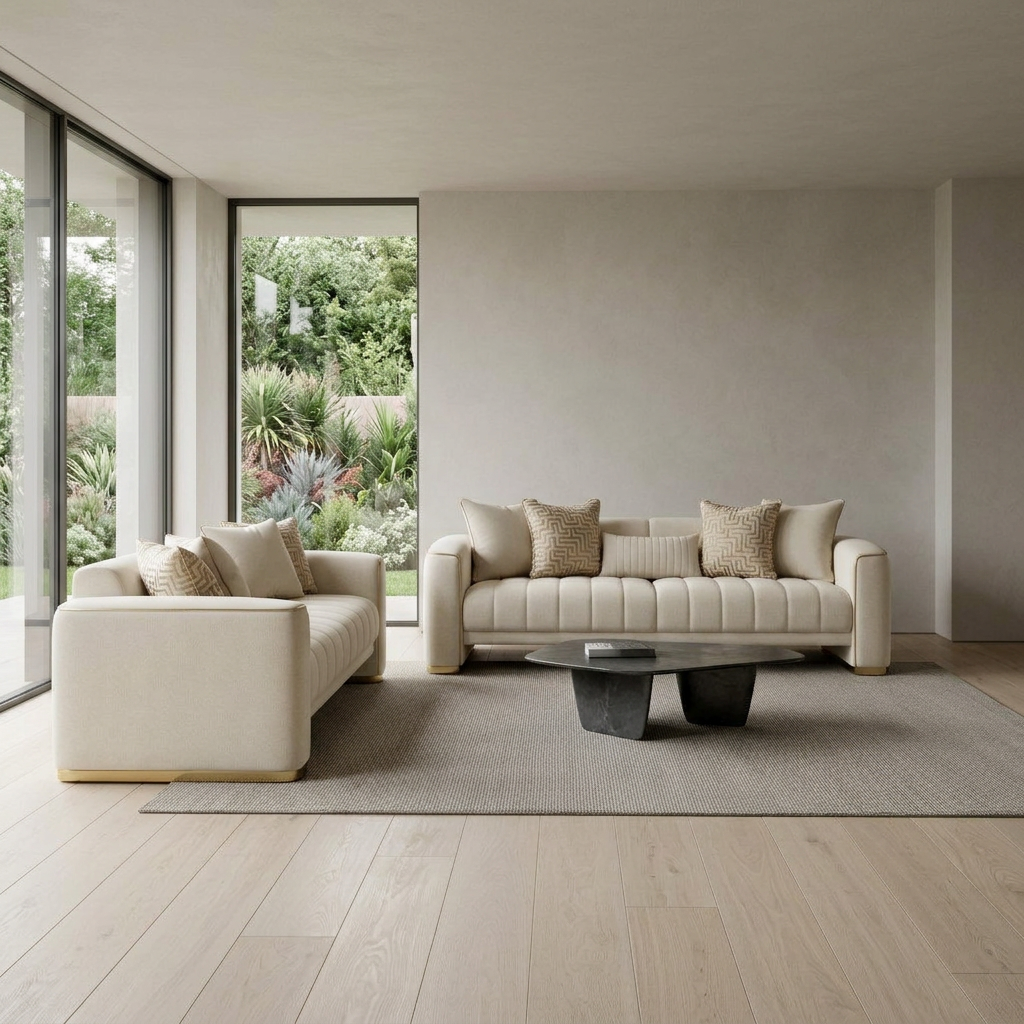 Veronica Beige 08 Set Sofa Loveseat
