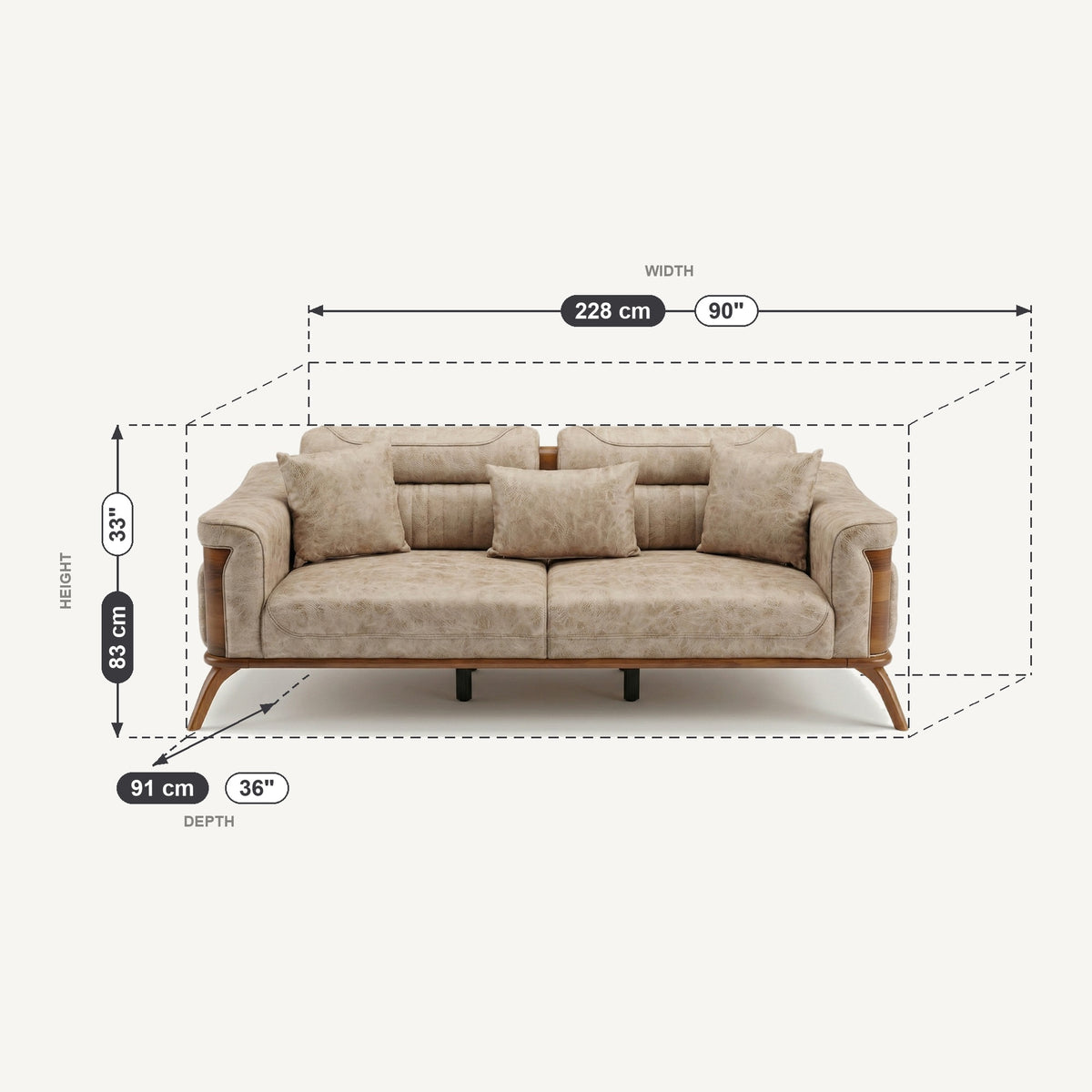 Violet Dimensions 3 Seater