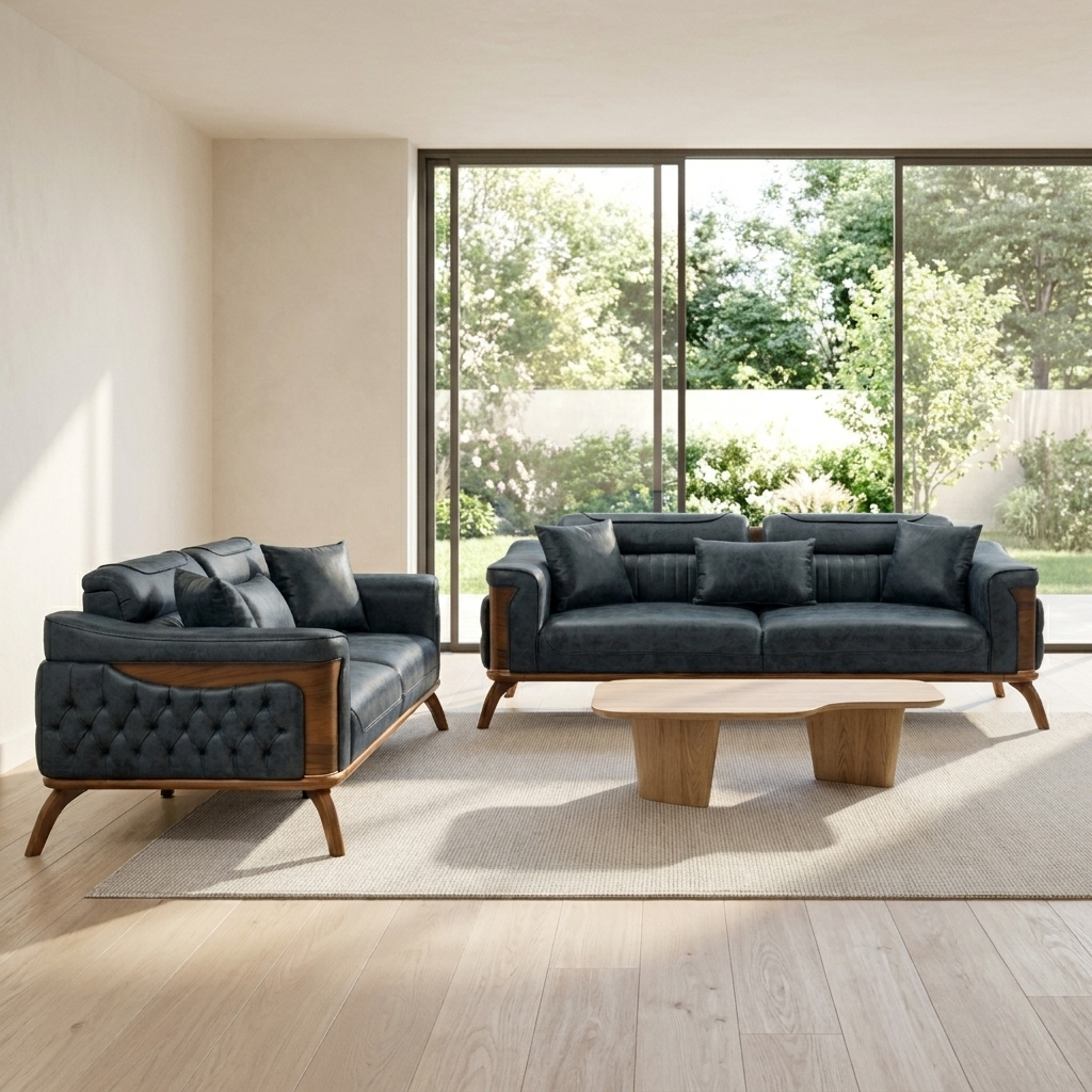 Violet Navy Blue Zen 05 08 Set Sofa Loveseat