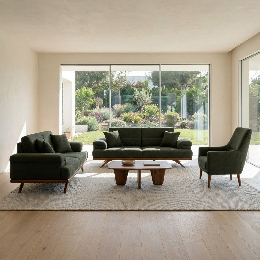 Visto Dark Green Nova 711 09 Set Sofa Loveseat Armchair