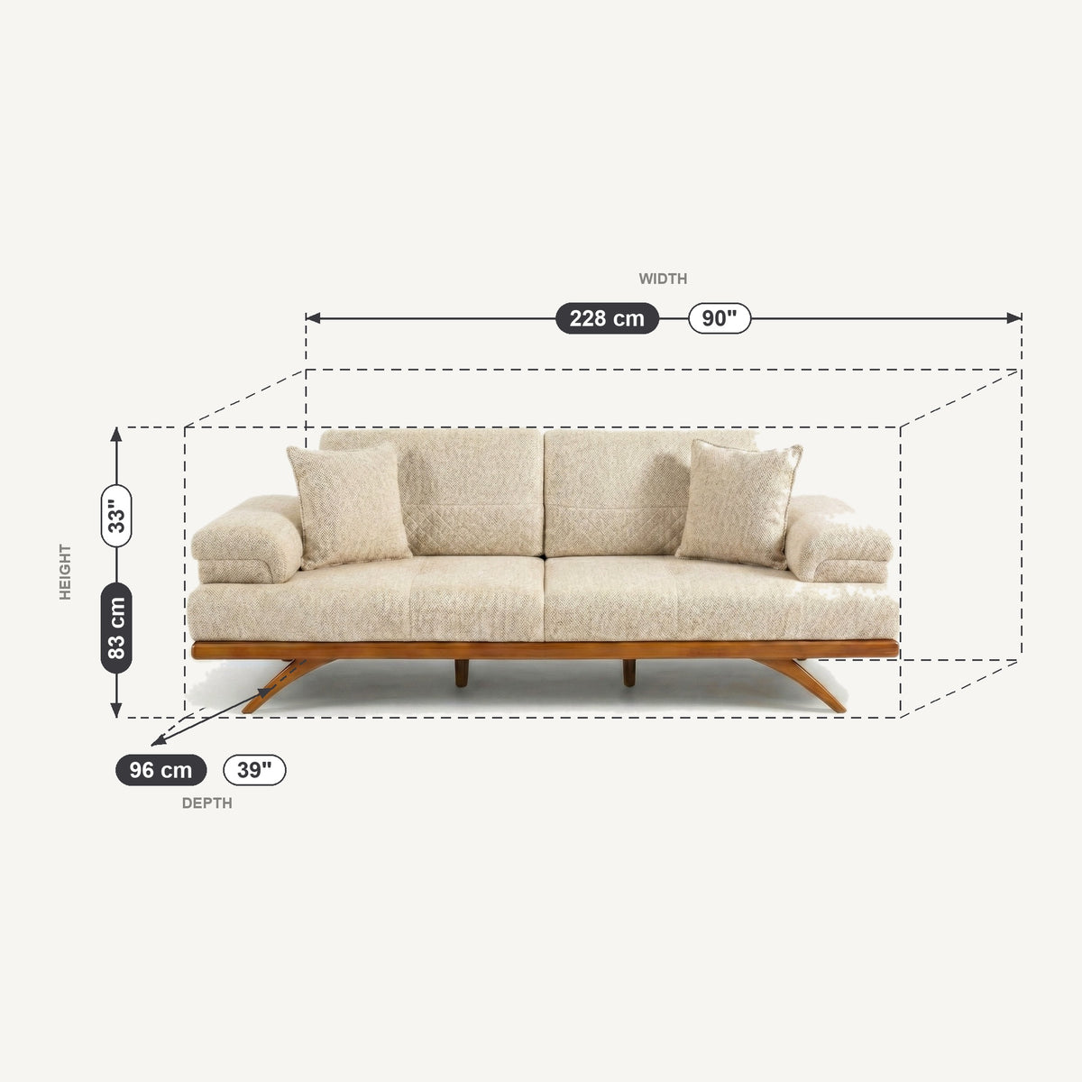 Visto Dimensions 3 Seater