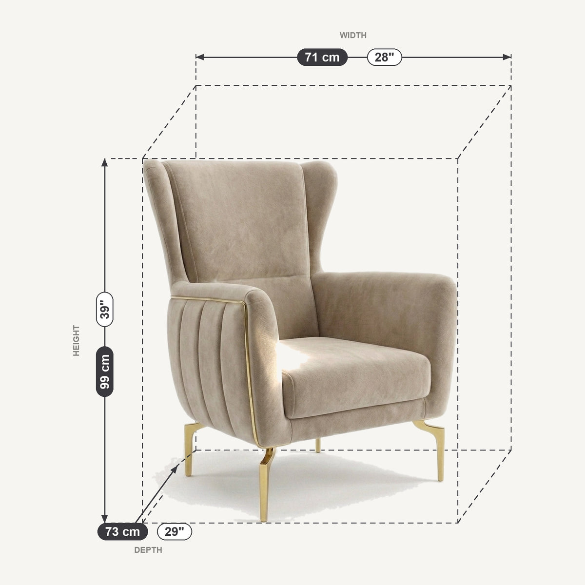 Zumrut Line Dimensions Armchair