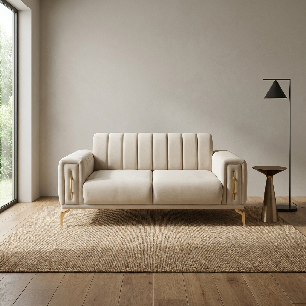 Zumrut Line Light Beige Baby Face 02 03 Loveseat Room1