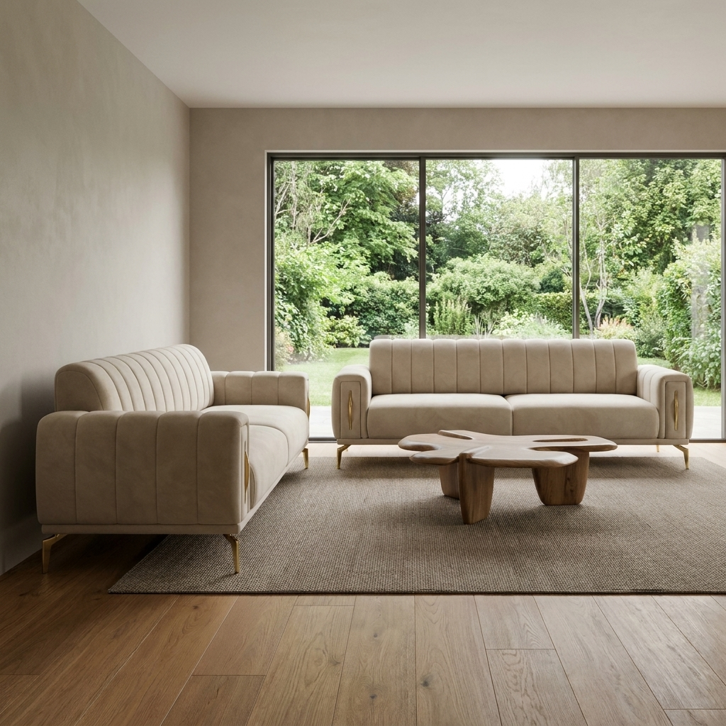 Zumrut Line Light Beige Baby Face 02 10 Set Sofa Sofa